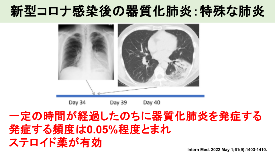器質化肺炎や線維化へ移行する